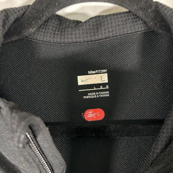 Nike Jacket Men's Large Solid Black Full Zip Mock Neck Zip Pocket Long Sleeve - Picture 4 of 9